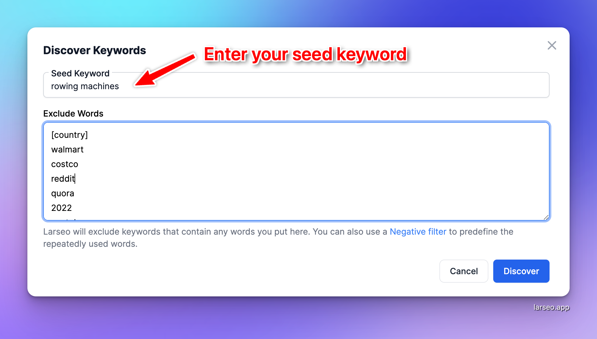 enter your seed keyword