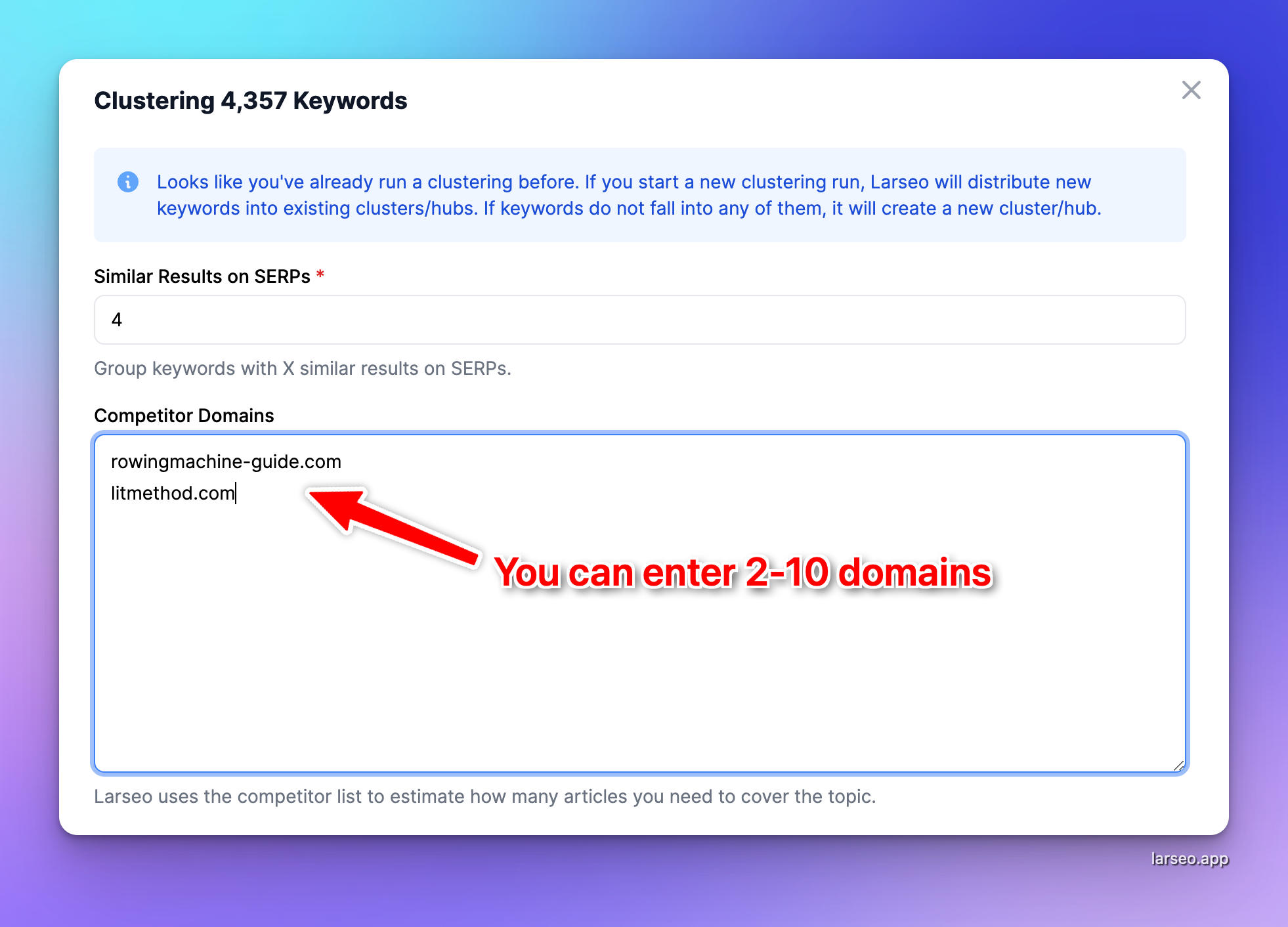 enter competitor domains